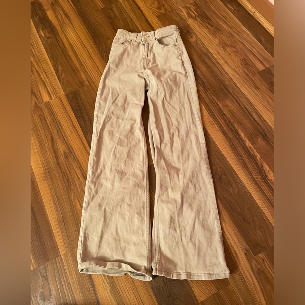 Beige wideleg pants